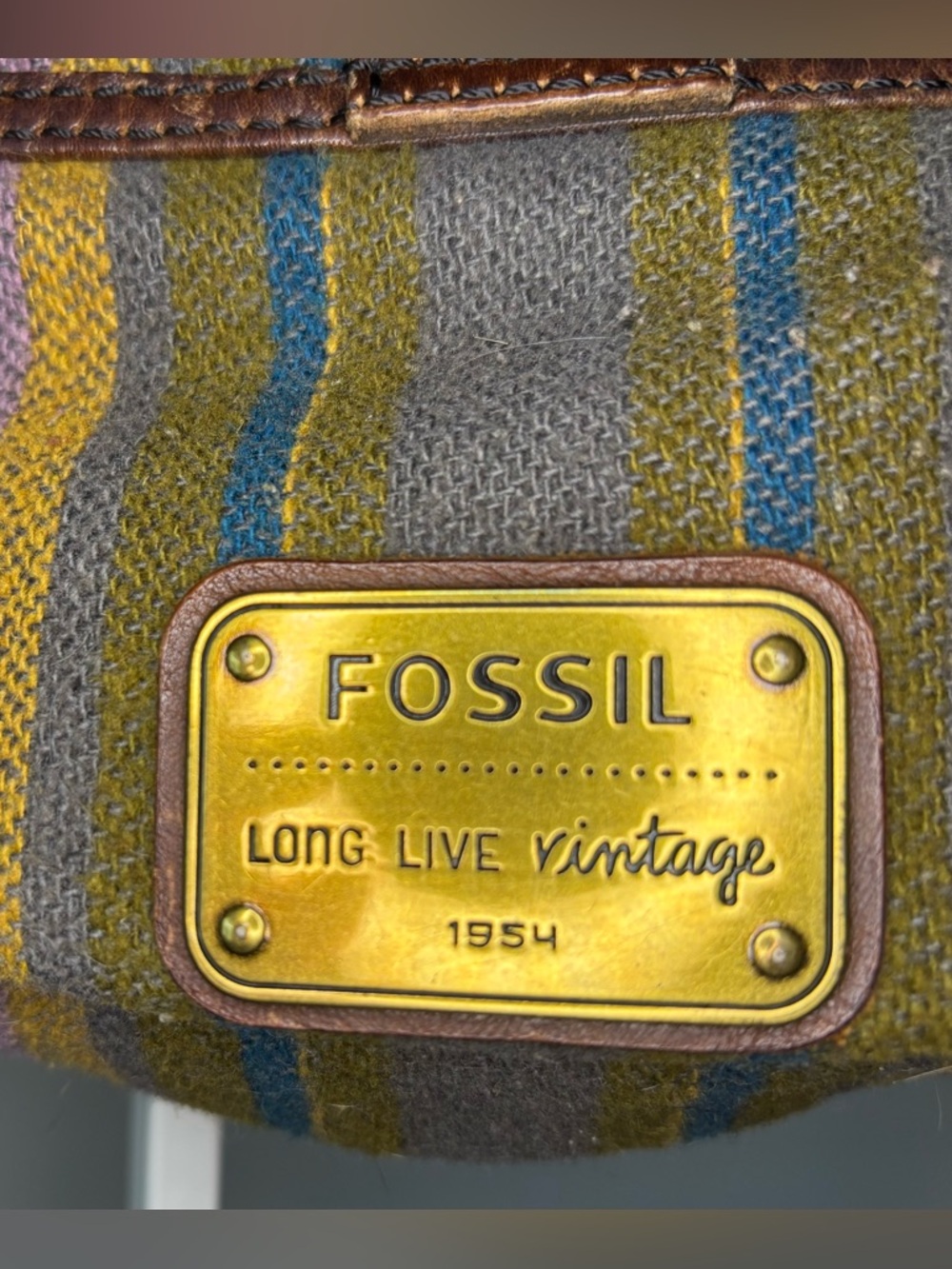 Fossil Striped Multicolor Crossbody Bag with Leather Trim - Picture 2 of 12